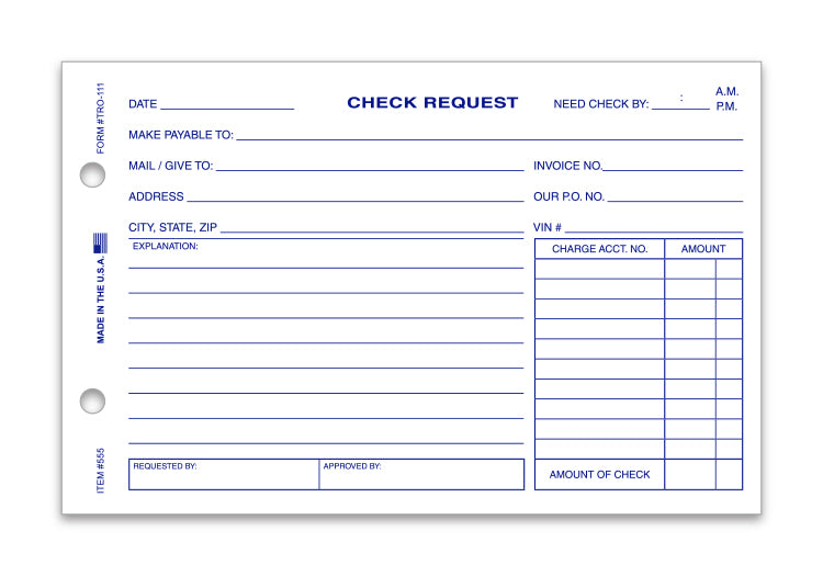 Check Request - Form TRO-111