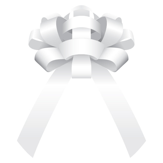 30" Shiny Vinyl Car Bow White w/magnet