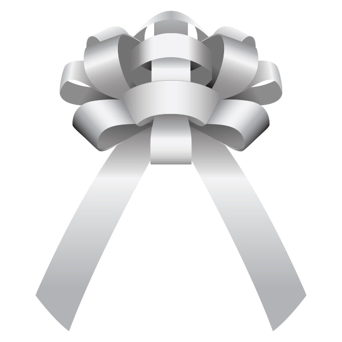 30" Shiny Vinyl Car Bow Silver w/magnet