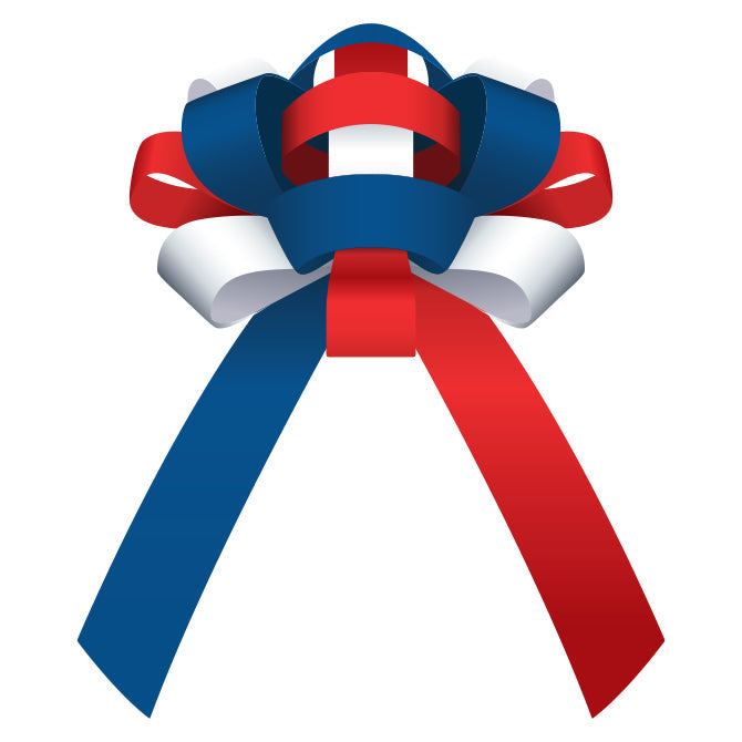 30" Shiny Vinyl Car Bow Patriotic w/magnet
