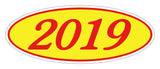Oval Year Sticker Red Yellow 2019