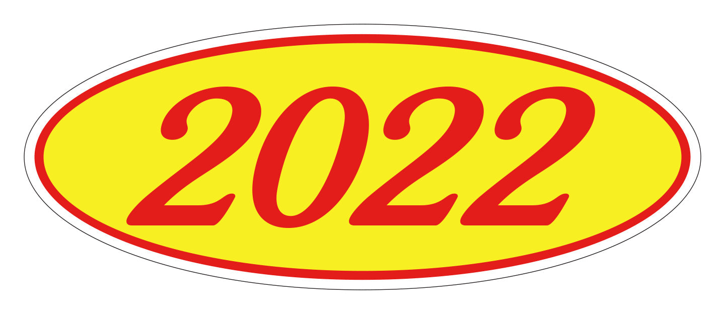 Oval Year Sticker Red Yellow 2022
