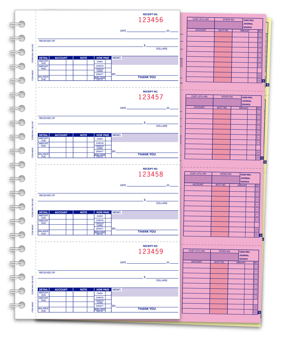 Cash Receipt Books - 3-Part Short Copy