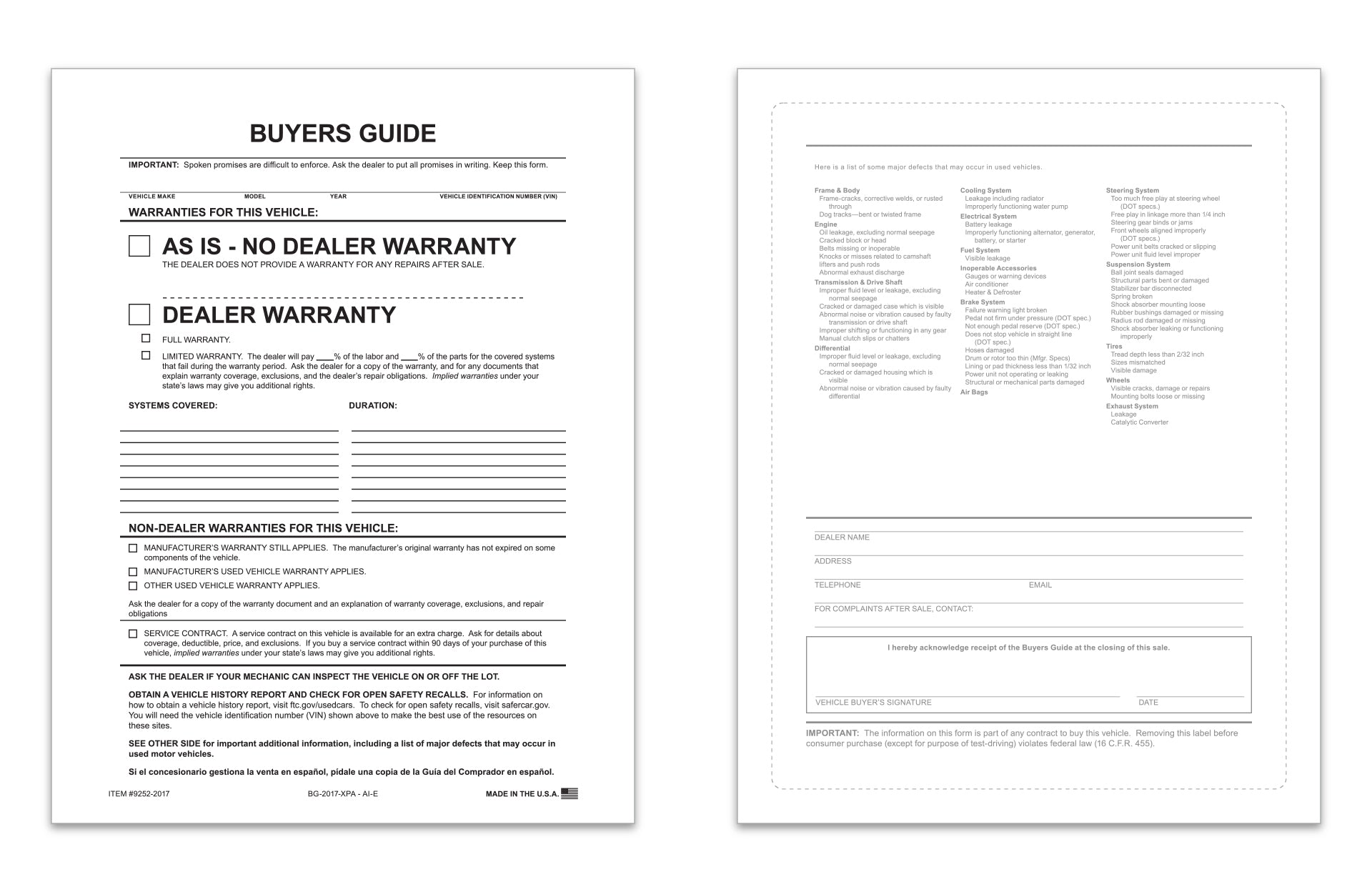 Buyers Guide - 1 Part - AS IS - External