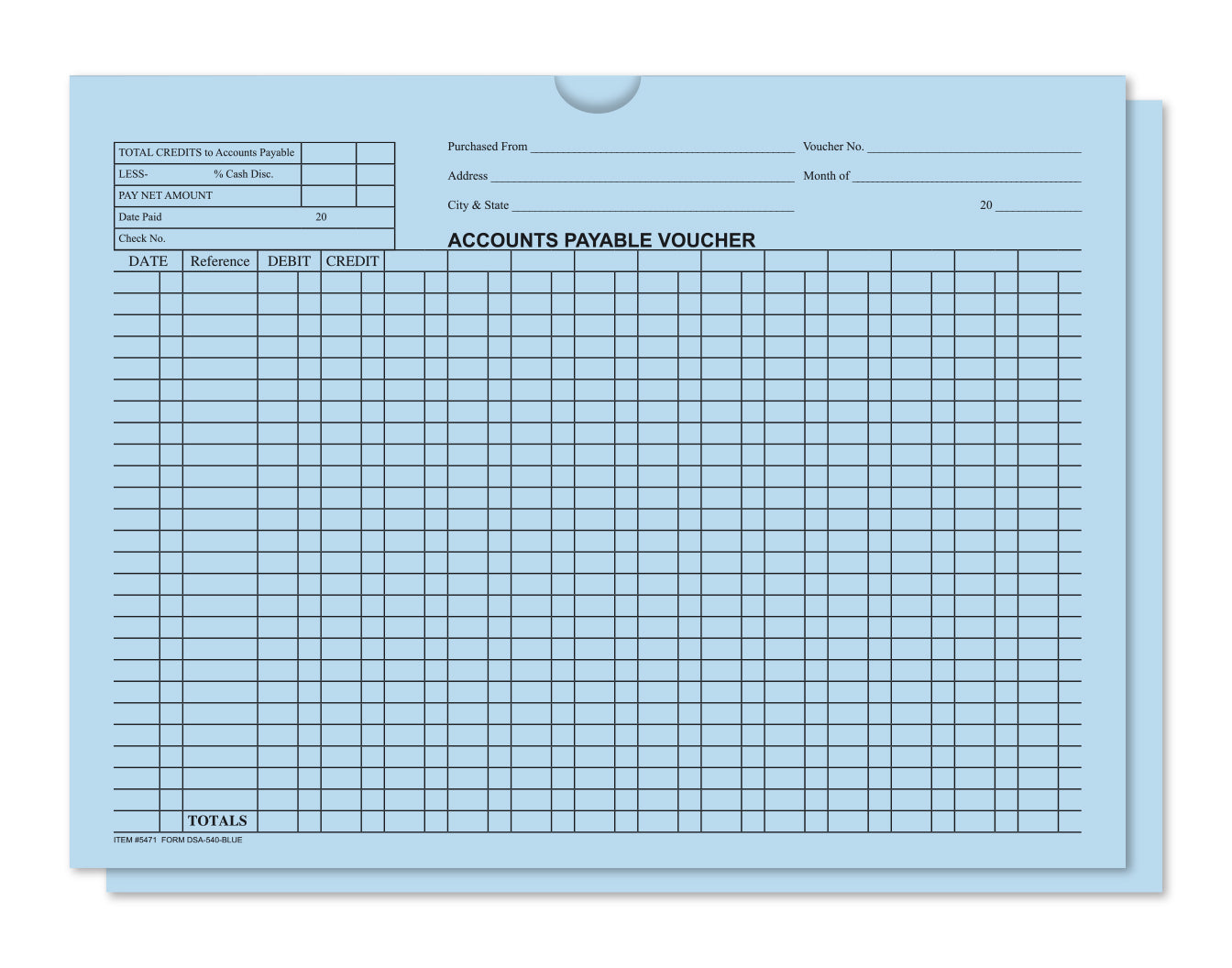 A/P Voucher Jacket - 100/Pack - Blue