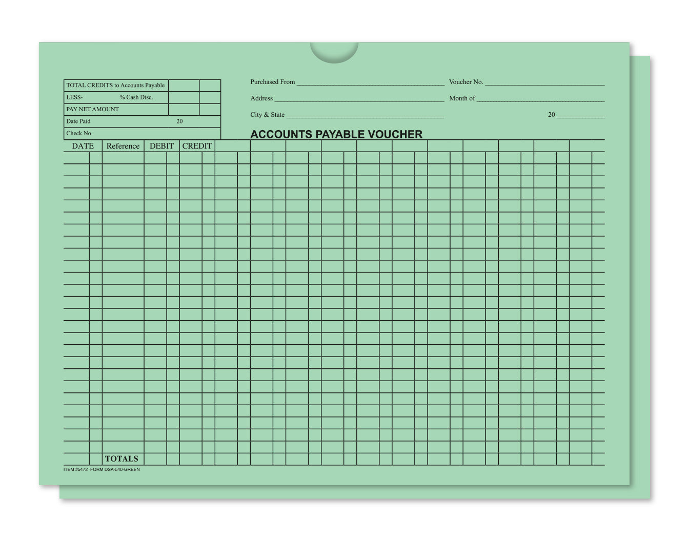 A/P Voucher Jacket - 100/Pack - Green