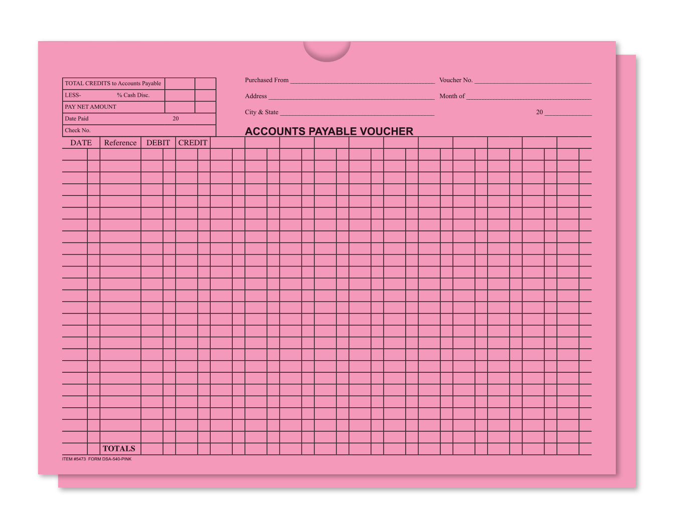 A/P Voucher Jacket - 100/Pack - Pink