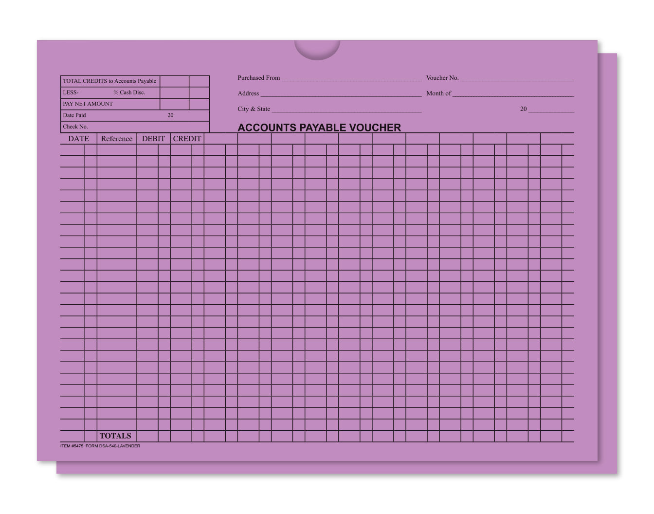 A/P Voucher Jacket - 100/Pack - Lavender