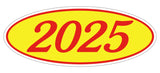 Oval Year Sticker Red Yellow 2025