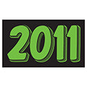 Rectangle Year Vinyl Sticker Green on Black 2011
