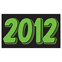Rectangle Year Vinyl Sticker Green on Black 2012