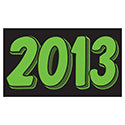 Rectangle Year Vinyl Sticker Green on Black 2013