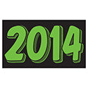Rectangle Year Vinyl Sticker Green on Black 2014