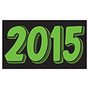 Rectangle Year Vinyl Sticker Green on Black 2015