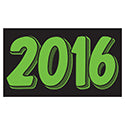 Rectangle Year Vinyl Sticker Green on Black 2016