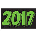 Rectangle Year Vinyl Sticker Green on Black 2017