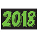 Rectangle Year Vinyl Sticker Green on Black 2018