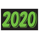 Rectangle Year Vinyl Sticker Green on Black 2020