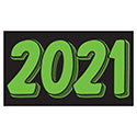 Rectangle Year Vinyl Sticker Green on Black 2021