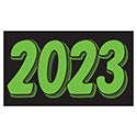Rectangle Year Vinyl Sticker Green on Black 2023