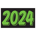 Rectangle Year Vinyl Sticker Green on Black 2024