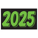 Rectangle Year Vinyl Sticker Green on Black 2025