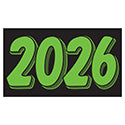 Rectangle Year Vinyl Sticker Green on Black 2026
