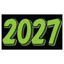 Rectangle Year Vinyl Sticker Green on Black 2027