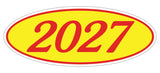 Oval Year Sticker Red Yellow 2027