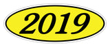 Oval Year Sticker Black Yellow 2019
