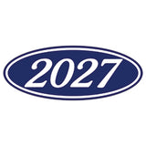Oval Year Sticker White Navy 2027