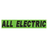 Slogan Window Sticker Black ALL ELECTRIC on Green