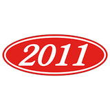 Oval Year Sticker White Red 2011