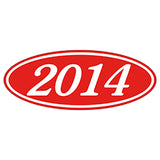 Oval Year Sticker White Red 2014