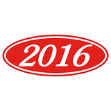 Oval Year Sticker White Red 2016