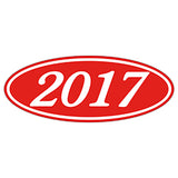 Oval Year Sticker White Red 2017