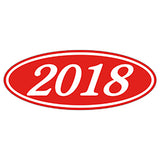 Oval Year Sticker White Red 2018
