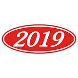 Oval Year Sticker White Red 2019