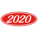 Oval Year Sticker White Red 2020