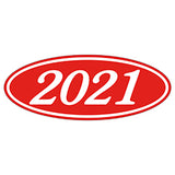 Oval Year Sticker White Red 2021