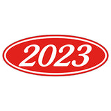 Oval Year Sticker White Red 2023
