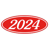 Oval Year Sticker White Red 2024