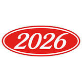 Oval Year Sticker White Red 2026