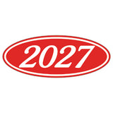 Oval Year Sticker White Red 2027