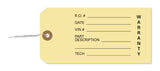 Warranty Parts Tag 6 1/4