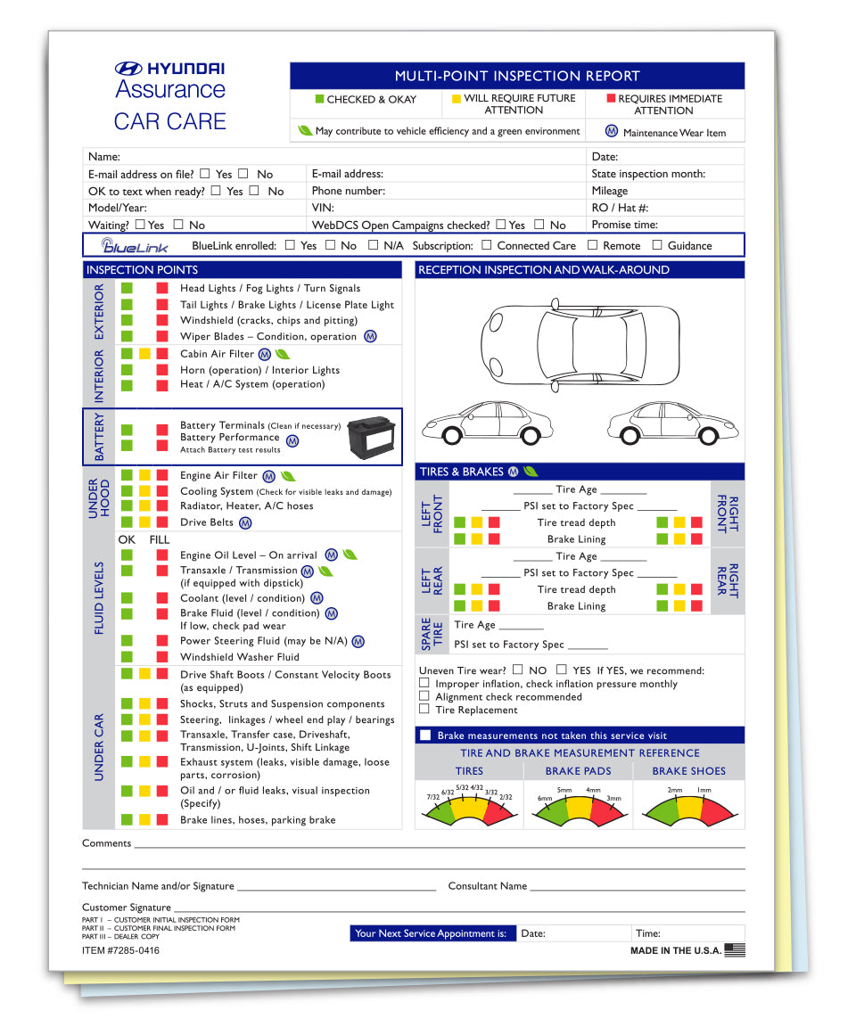35 Point Inspection Multi Point Inspection Form Hyundai – Autostoresupply.com