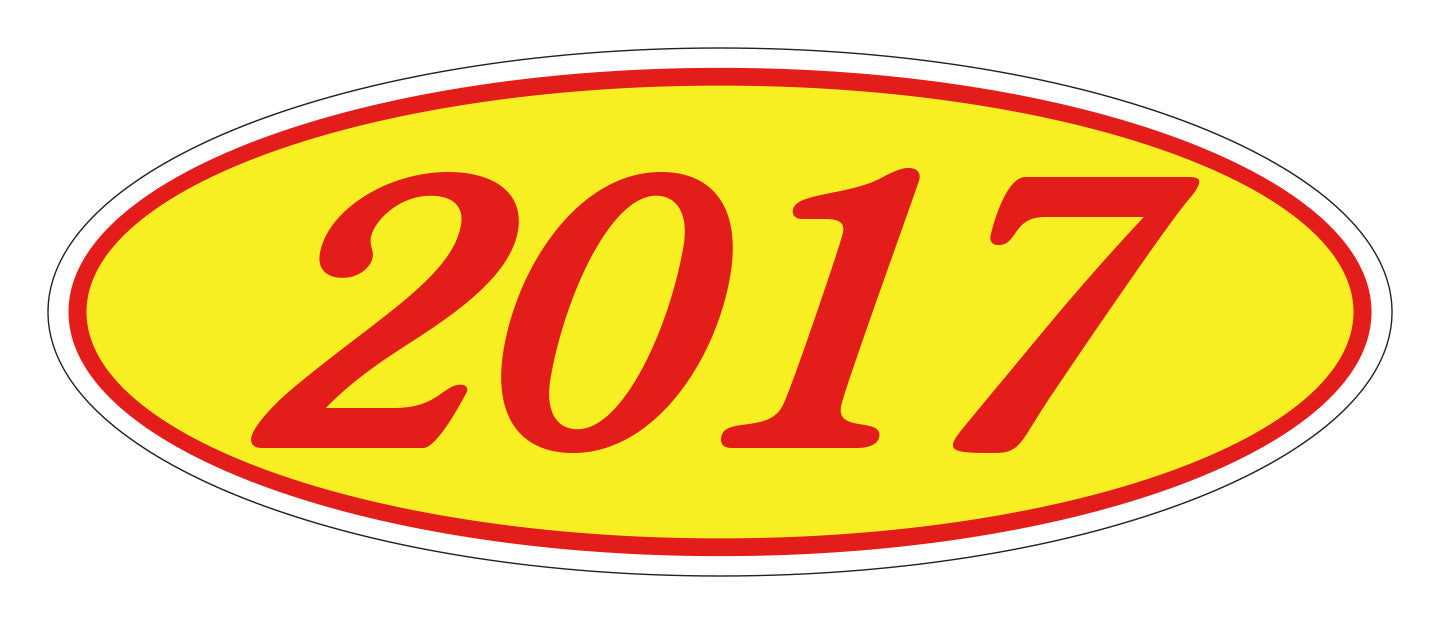 Oval Year Sticker Red Yellow 2017