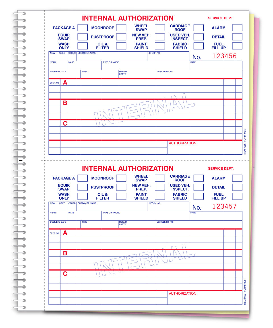 Internal Authorization Book - 3 Part